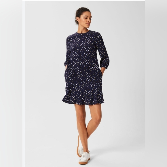 NWT HOBBS SIZE 14. WOMEN'S DREES NAVY POLKA DOT . - Picture 1 of 13